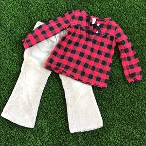 Girls 4T long sleeve top and corduroy pants